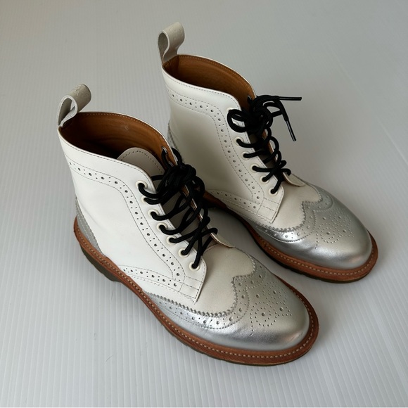 Dr. Martens Shoes - Dr. Martens Dorsey Boots Made in England White Silver, US 8